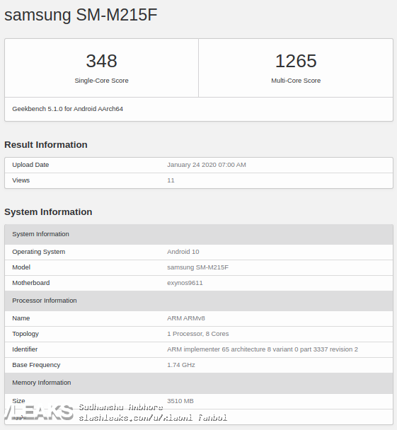 Samsung Galaxy M21 появился в Geekbench с процессором Exynos 9611, 4 ГБ памяти и Android 10 - «Смартфоны»